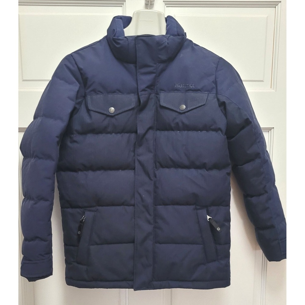 Marmot Kid's 700 Fill Duck Down Blue Ski Parka Puffer Jacket - Large